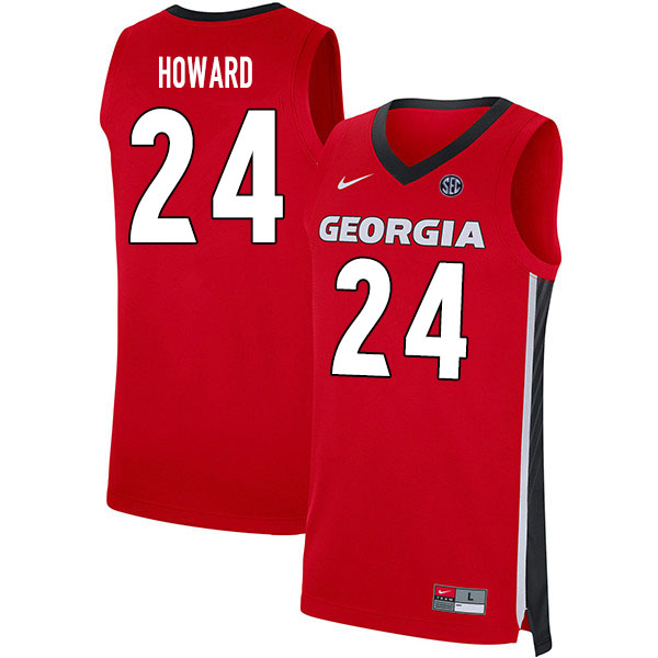 2020 Men #24 Rodney Howard Georgia Bulldogs College Basketball Jerseys Sale-Red - Click Image to Close